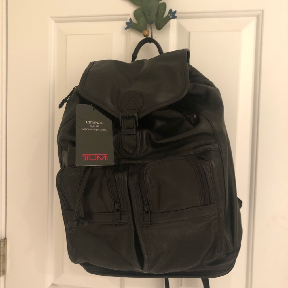 NWT TUMI Black Leather CityPack